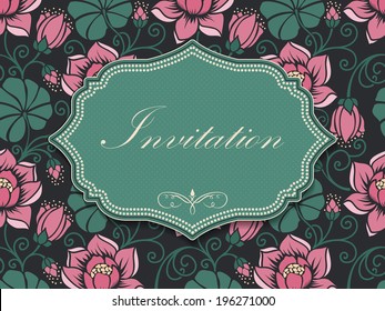 Invitation or wedding card with floral background and elegant floral elements. eps10