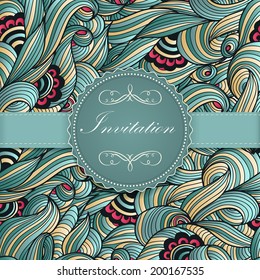 Invitation or wedding card with floral background and elegant floral elements. eps10