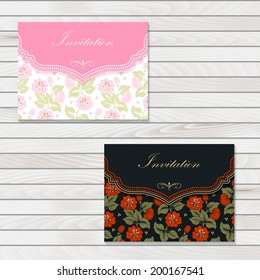 Invitation or wedding card with floral background and elegant floral elements. eps10