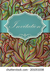 Invitation or wedding card with floral background and elegant floral elements. eps10
