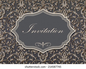 Invitation or wedding card with floral background and elegant floral elements. eps10