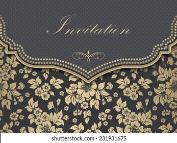 Invitation or wedding card with floral background and elegant floral elements. eps10