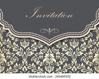Invitation or wedding card with floral background and elegant floral elements. eps10