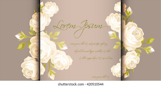 Invitation or wedding card with  floral background.
