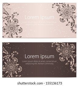 Invitation or wedding card with flower background and elegant floral elements.