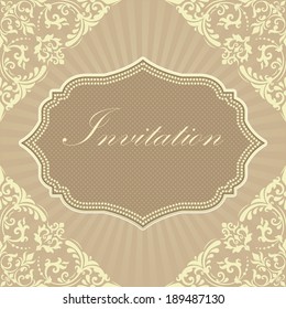 Invitation or wedding card with flower background and elegant floral elements.