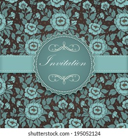 Invitation or wedding card with flower background and elegant floral elements.