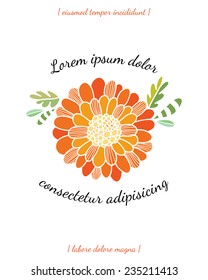 Invitation wedding card with flower vector template - for invitations, flyers, postcards, cards and so on