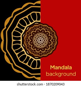 Invitation or wedding card with mandala. Template of greeting card, background pattern, fashion design. Vector illustration