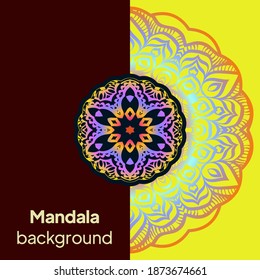 Invitation or wedding card with mandala. Template of Business card, greeting card, Gift voucher. Vector illustration.