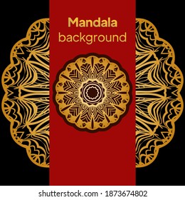 Invitation or wedding card with mandala. Template of greeting card, background pattern, fashion design. Vector illustration
