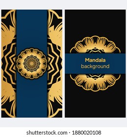 Invitation or wedding card with mandala. Template of greeting card, background pattern, fashion design. Vector illustration