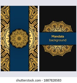Invitation or wedding card with mandala. Template of Business card, greeting card, Gift voucher. Vector illustration.