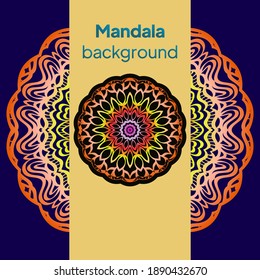 Invitation or wedding card with mandala. Template of Business card, greeting card, Gift voucher. Vector illustration.