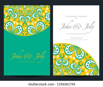 Invitation or wedding card with mandala vector illustration. Template of Business card, greeting card, Gift voucher, background pattern, fashion design.
