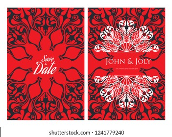 Invitation or wedding card with mandala vector illustration. Template of Business card, greeting card, Gift voucher, background pattern, fashion design.
