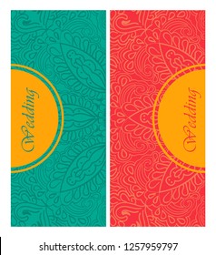Invitation or wedding card with mandala vector illustration. Template of Business card, greeting card, Gift voucher, background pattern, fashion design.
