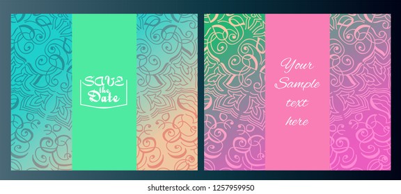 Invitation or wedding card with mandala vector illustration. Template of Business card, greeting card, Gift voucher, background pattern, fashion design.
