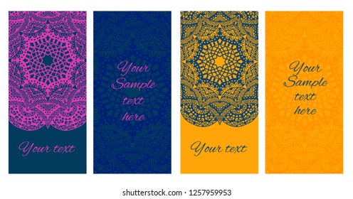 Invitation or wedding card with mandala vector illustration. Template of Business card, greeting card, Gift voucher, background pattern, fashion design.
