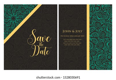 Invitation or wedding card with mandala vector illustration. Template of Business card, greeting card, Gift voucher, background pattern, fashion design.