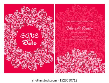 Invitation or wedding card with mandala vector illustration. Template of Business card, greeting card, Gift voucher, background pattern, fashion design.