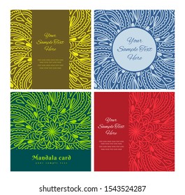 Invitation or wedding card with mandala vector illustration. Template of Business card, greeting card, Gift voucher, background pattern, fashion design.