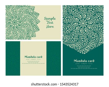 Invitation or wedding card with mandala vector illustration. Template of Business card, greeting card, Gift voucher, background pattern, fashion design.