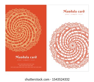Invitation or wedding card with mandala vector illustration. Template of Business card, greeting card, Gift voucher, background pattern, fashion design.