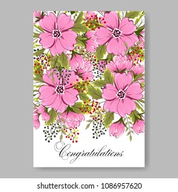 Invitation or wedding card with pink peony floral background