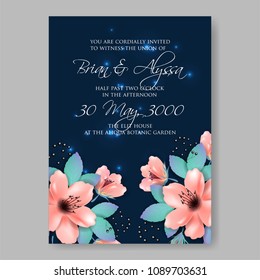 Invitation or wedding card with pink rose-dog peony floral background