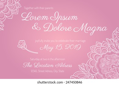 Invitation wedding card vector template - for invitations, flyers, postcards, cards and so on