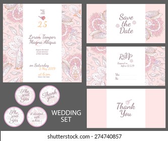 Invitation wedding card with watercolor flowers vector template - for invitations, flyers, postcards, cards and so on