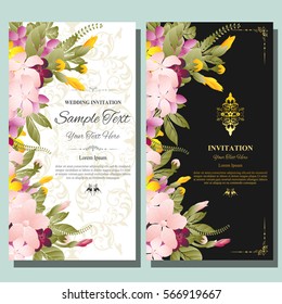 Invitation or wedding card,save the date card, greeting card,with abstract floral background,vector Illustration.