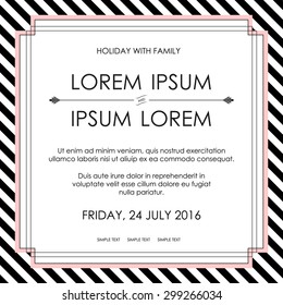 Invitation to the wedding celebration card with template for your text in black and white.