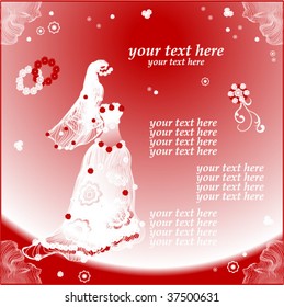 invitation with wedding dress