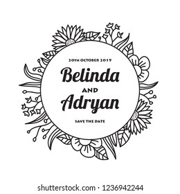 Invitation Wedding Flower hand Drawn Templates