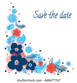 Invitation for wedding with flowers. Save the date.