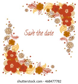 Invitation for wedding with flowers. Save the date.