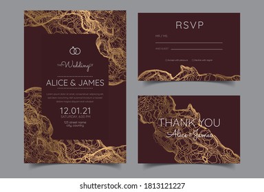 invitation to the wedding, a great celebration of lovers, the bride and groom.background texture luxury liquid marble and gold. for business cards, flyers, flyer, banner, website, paper printing.