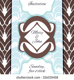 Invitation, wedding or greeting card template. Elegant frame and pattern background design