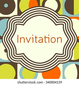 Invitation, wedding or greeting card template. Elegant frame over pattern background design. Clipping mask applied in EPS to hide bleed area. Print size 145 x 145 mm