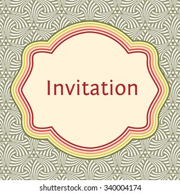 Invitation, wedding or greeting card template. Elegant frame over pattern background design. Clipping mask applied in EPS to hide bleed area. Print size 145 x 145 mm