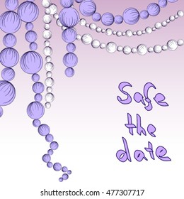Invitation for wedding jr party with beads. Save the date.