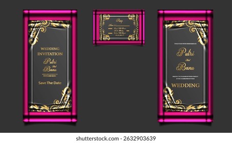 invitation wedding luxury card template set