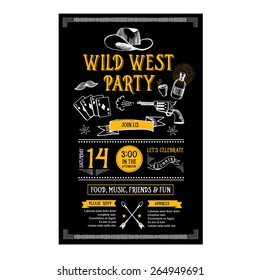 Invitation wild west party flyer.Typography and design.
