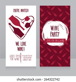 invitation for wine party, can be used as template for wine shop business card, colorful geometric design, vector illustration