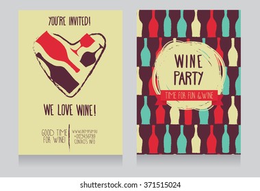 invitation for wine party, can be used as template for wine shop banners, vector illustration