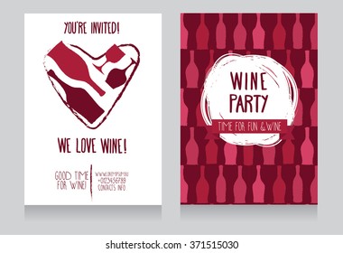 invitation for wine party, can be used as template for wine shop banners, vector illustration