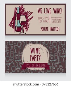 invitation for wine party, can be used as template for wine shop banners, vector illustration