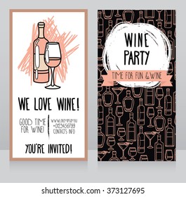 invitation for wine party, can be used as template for wine shop banners, vector illustration